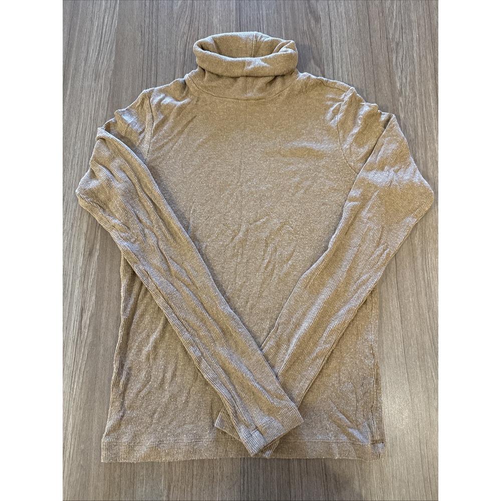 Juicy Couture Vintage Y2K Beige Ribbed Mock Neck Long‎ Sleeve Top Size Medium